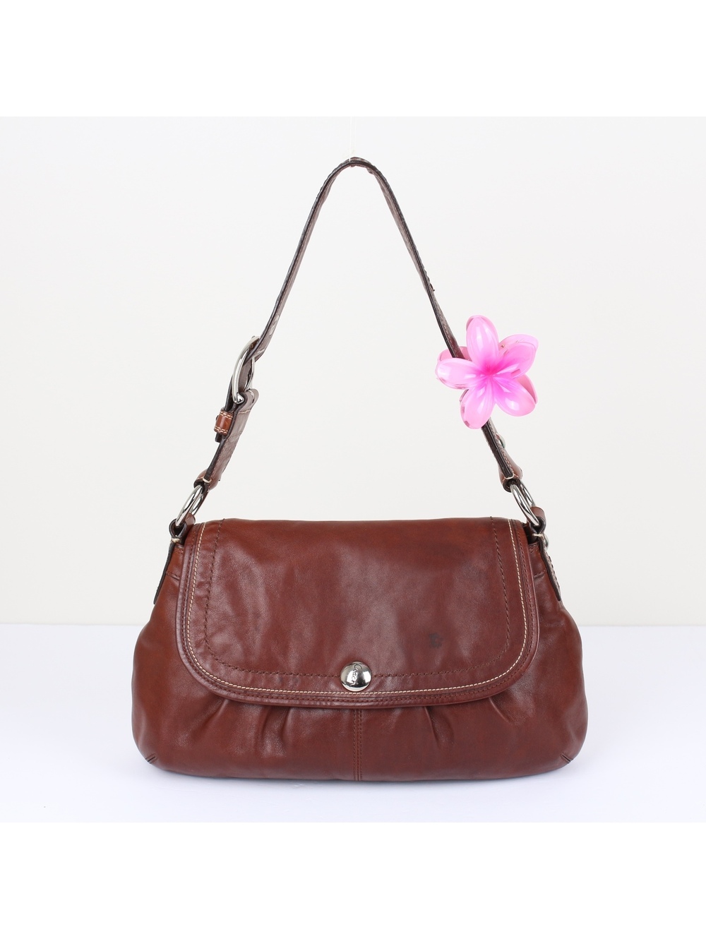 Vintage Y2K Coach Soho Pleated Brown Leather Shoulder Bag F13729